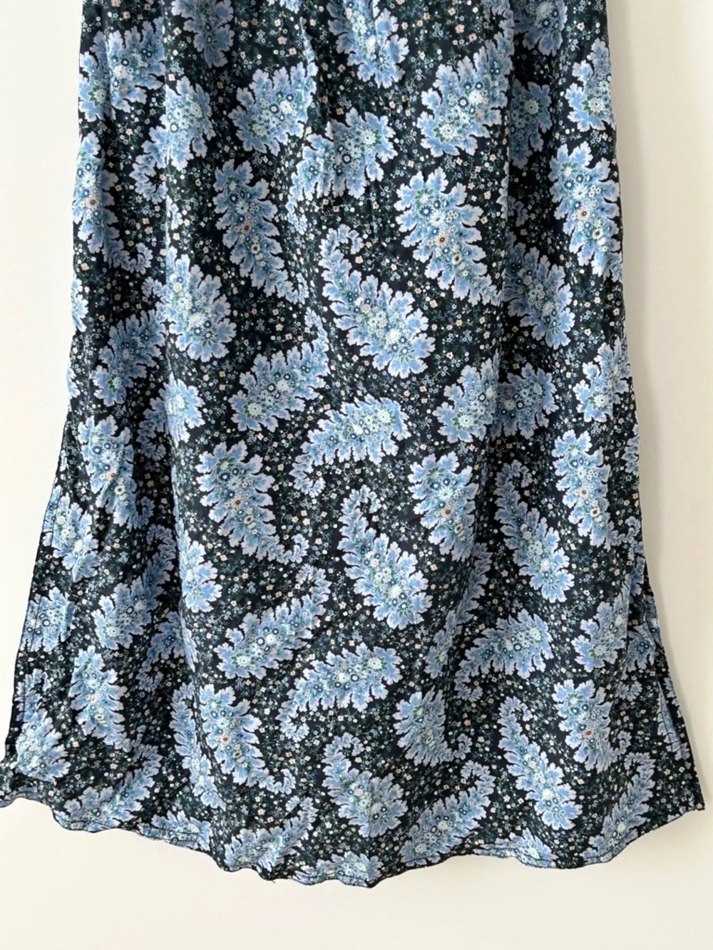 J. Crew Black and Light Blue Floral Midi/MAXI Skirt